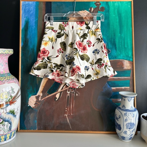 Mine High Waist Pink and Green Floral Shorts - Picture 2 of 15